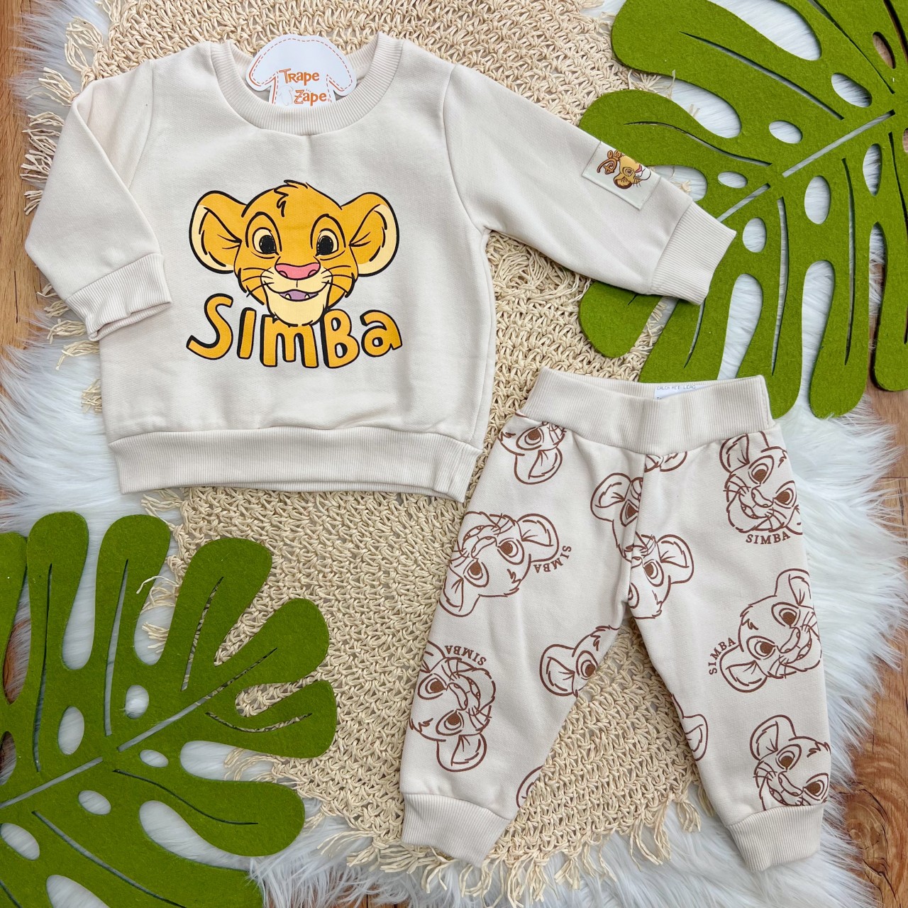  Conj. Casaco e Calça de Moletom Simba - Bege